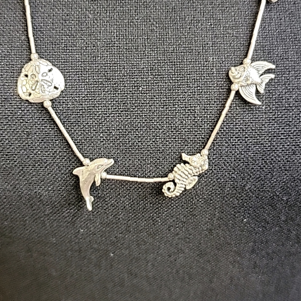VTG KABANA Sterling Silver Sea Life Fetish Station Necklace 925 #NK902 Rare. - Picture 6 of 9